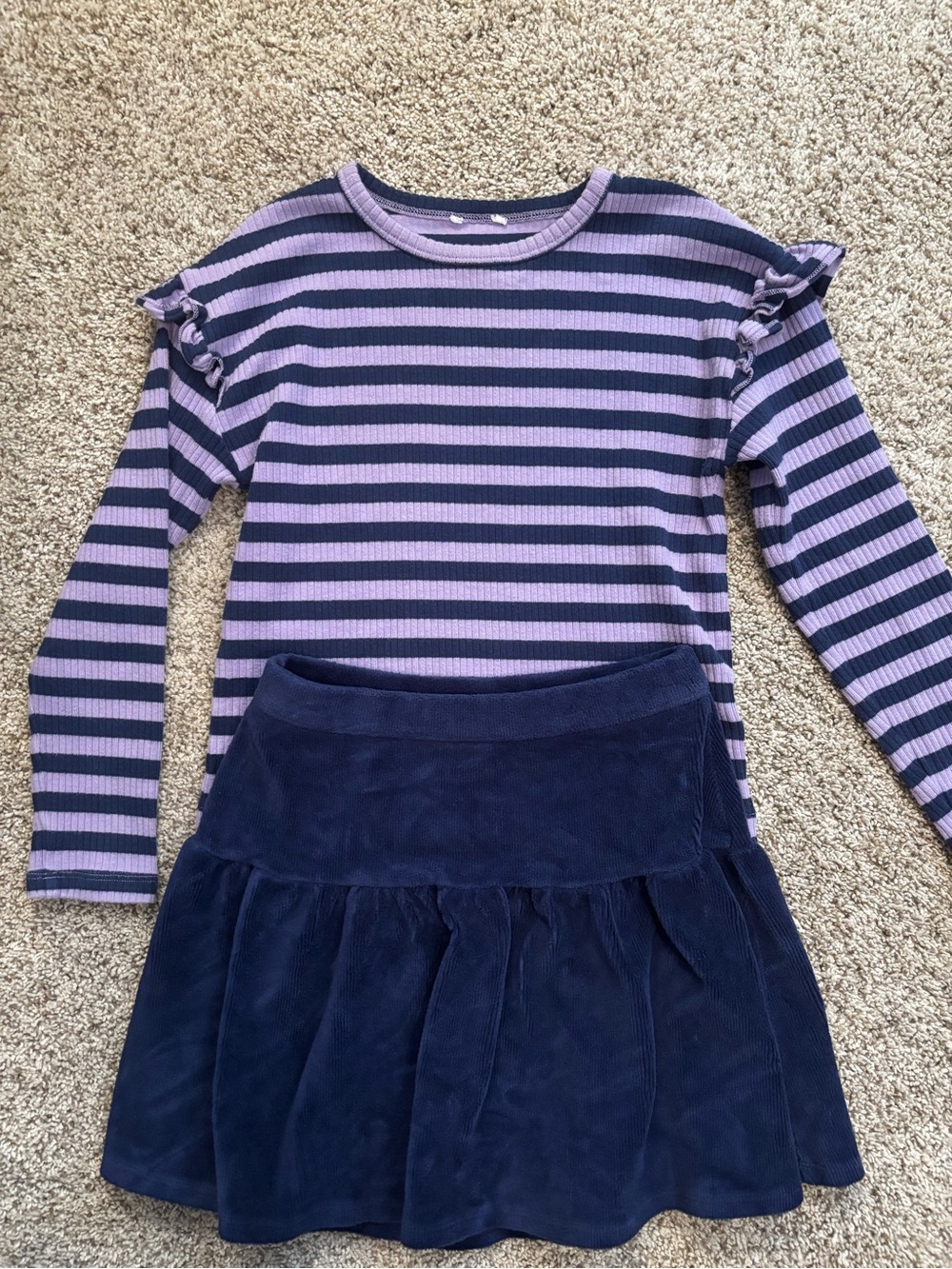 CREWCUTS velvet skirt & top. Size S.